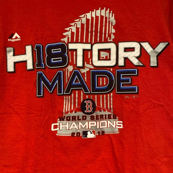 Majestic Boston Red Sox 2018 World Series Champions Short Sleeve Shirt Men’s Med - Picture 2 of 4